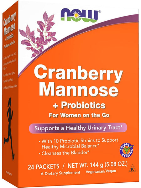 NOW Foods, Cranberry Mannose + Probiotics, 24 packets