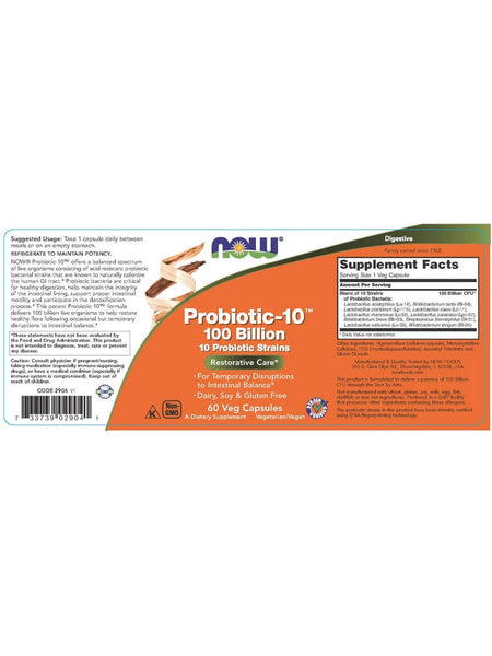 NOW Foods, Probiotic-10™ 100 Billion, 60 veg capsules