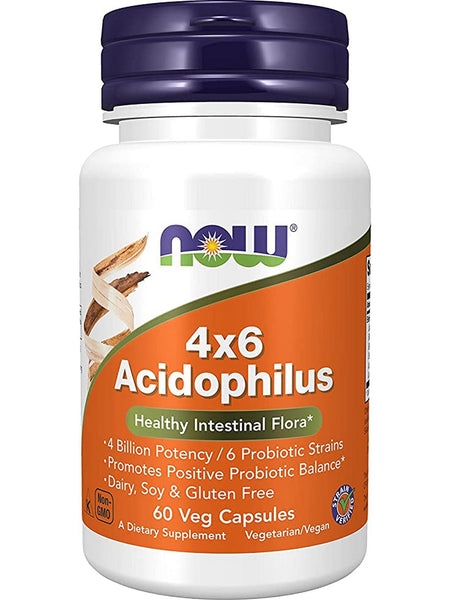 NOW Foods, Acidophilus 4x6, 60 veg capsules