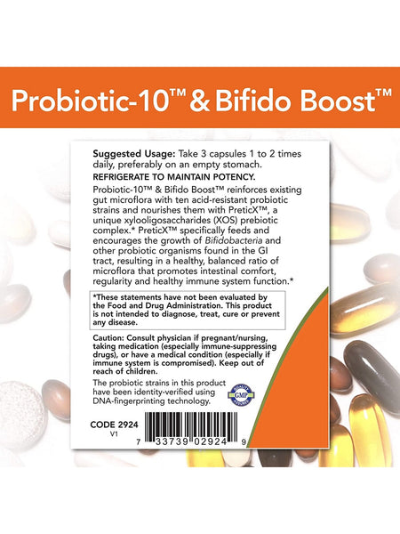 NOW Foods, Probiotic-10™ & Bifido Boost™, 90 veg capsules