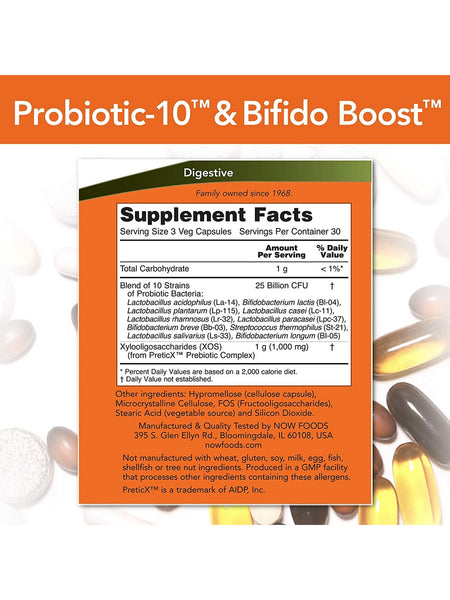 NOW Foods, Probiotic-10™ & Bifido Boost™, 90 veg capsules