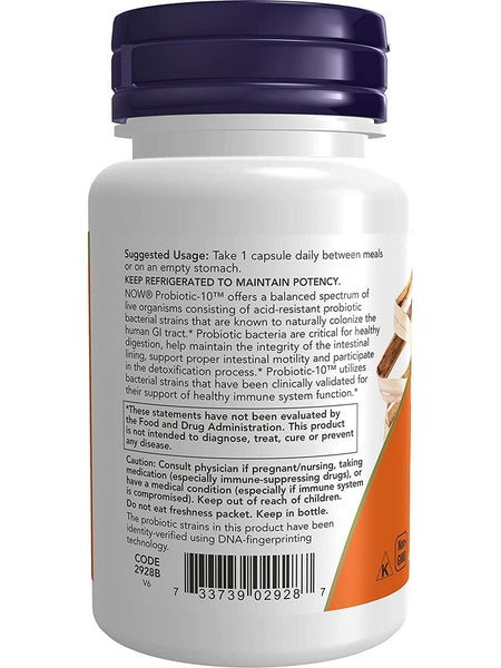 NOW Foods, Probiotic-10™ 50 Billion, 50 veg capsules