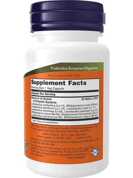 NOW Foods, Probiotic-10™ 50 Billion, 50 veg capsules