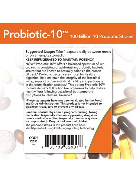 NOW Foods, Probiotic-10™ 100 Billion, 30 veg capsules