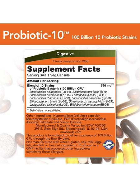 NOW Foods, Probiotic-10™ 100 Billion, 30 veg capsules