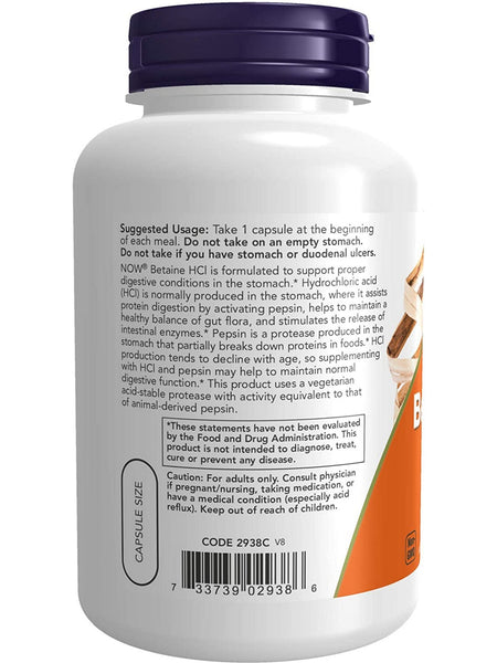 NOW Foods, Betaine HCl 648 mg, 120 veg capsules
