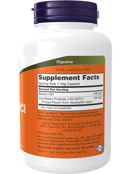NOW Foods, Betaine HCl 648 mg, 120 veg capsules