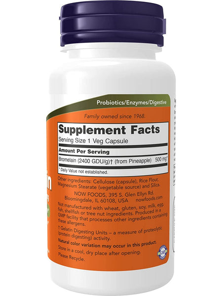 NOW Foods, Bromelain 2400 GDU/g/500 mg, 60 veg capsules