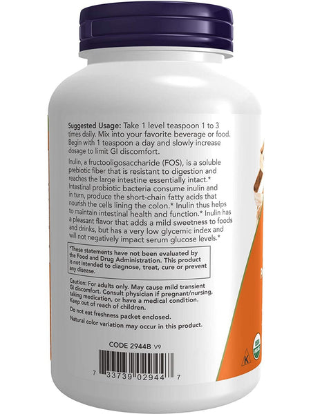 NOW Foods, Inulin Prebiotic Pure Powder, Organic, 8 oz
