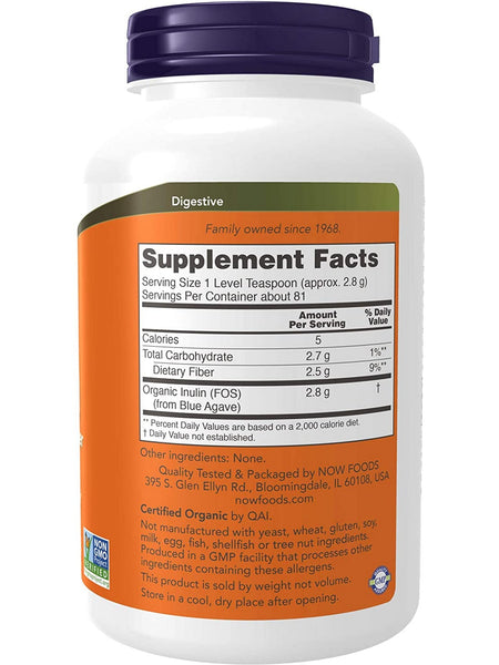 NOW Foods, Inulin Prebiotic Pure Powder, Organic, 8 oz