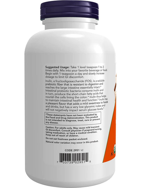 NOW Foods, Inulin Prebiotic Pure Powder, Organic, 1 lb