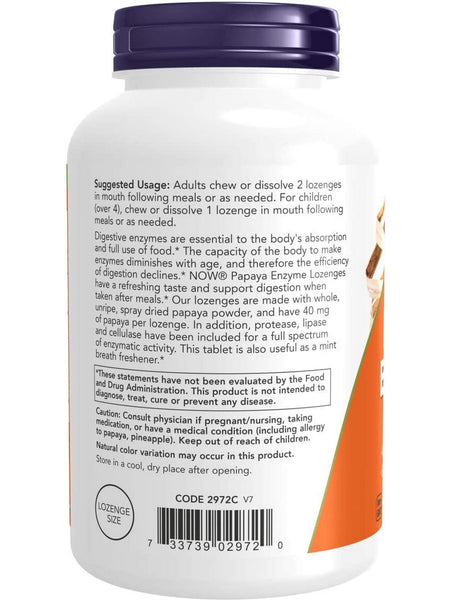 NOW Foods, Papaya Enzyme, Chewable, 360 lozenges