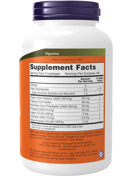 NOW Foods, Papaya Enzyme, Chewable, 360 lozenges