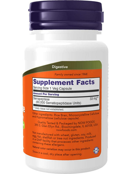 NOW Foods, Serrapeptase 60,000 Units of Activity, 60 veg capsules