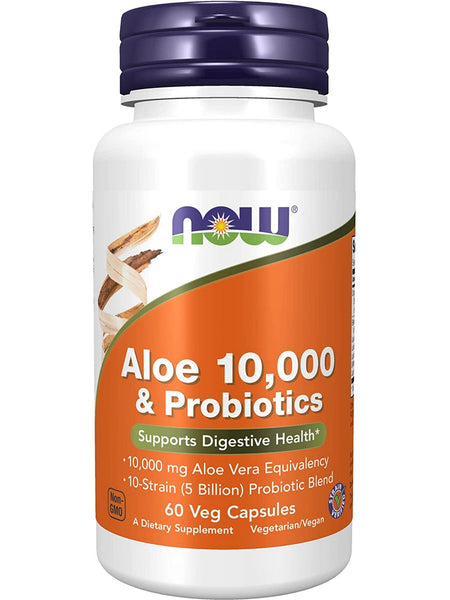 NOW Foods, Aloe 10,000 & Probiotics, 60 veg capsules