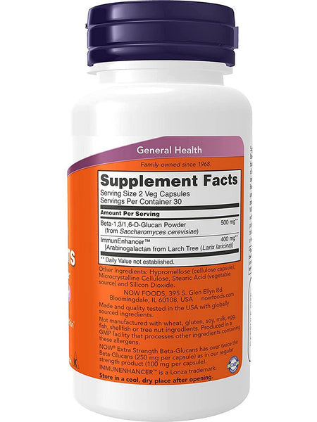 NOW Foods, Beta-Glucans with ImmunEnhancer™, Extra Strength, 60 veg capsules
