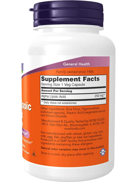 NOW Foods, Alpha Lipoic Acid 250 mg, 120 veg capsules