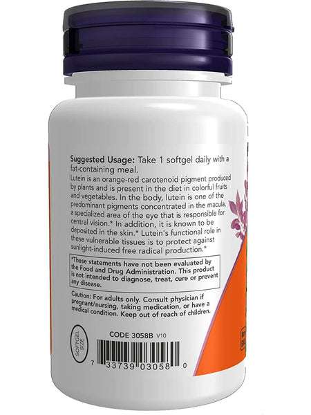 NOW Foods, Lutein 10 mg of Free Lutein from Lutein Esters, 60 softgels