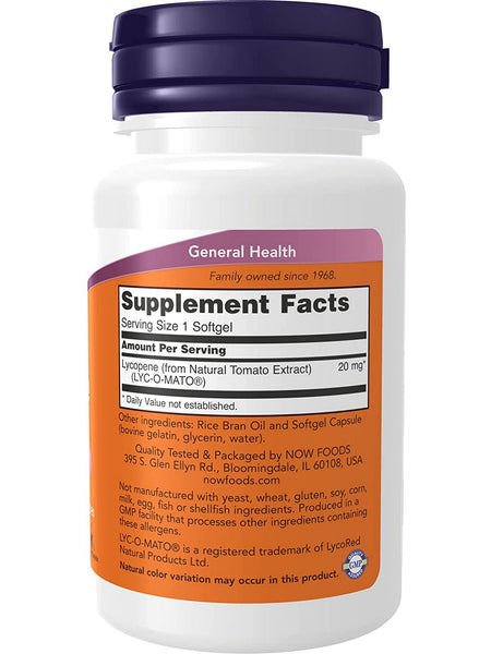 NOW Foods, Lycopene 20 mg, 50 softgels