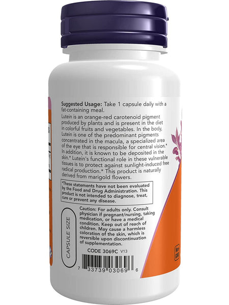 NOW Foods, Lutein, Double Strength 20 mg, 90 veg capsules