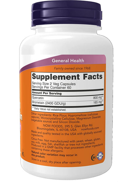 NOW Foods, Quercetin with Bromelain, 120 veg capsules