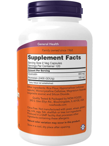 NOW Foods, Quercetin with Bromelain, 240 veg capsules
