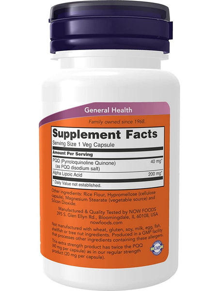 NOW Foods, PQQ 40 mg, Extra Strength, 50 veg capsules