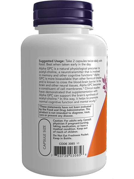 NOW Foods, Alpha GPC 300 mg, 60 veg capsules