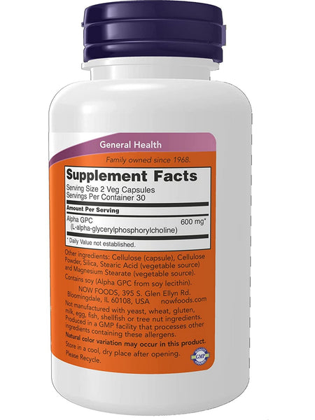 NOW Foods, Alpha GPC 300 mg, 60 veg capsules