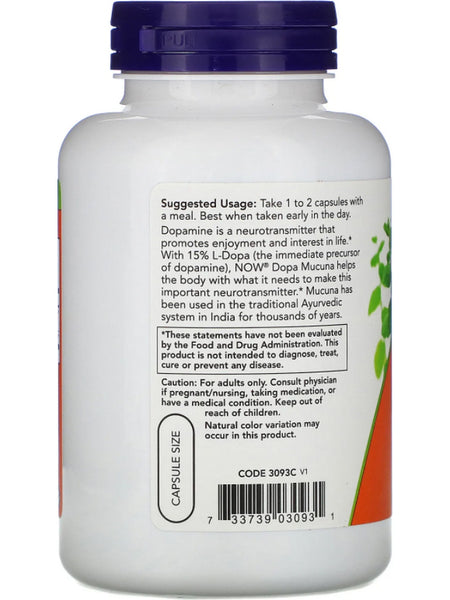NOW Foods, Dopa Mucuna, 180 veg capsules