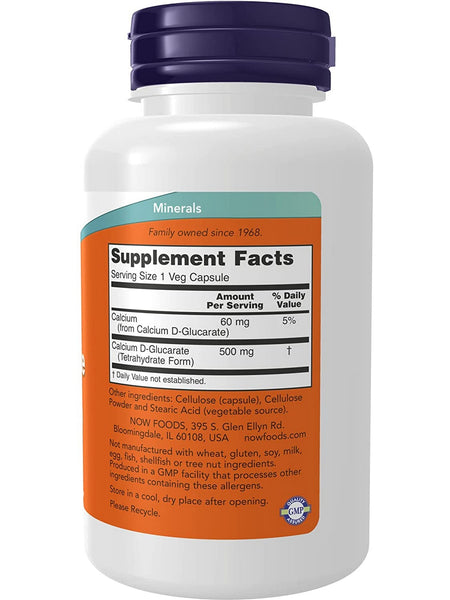 NOW Foods, Calcium D-Glucarate 500 mg, 90 veg capsules