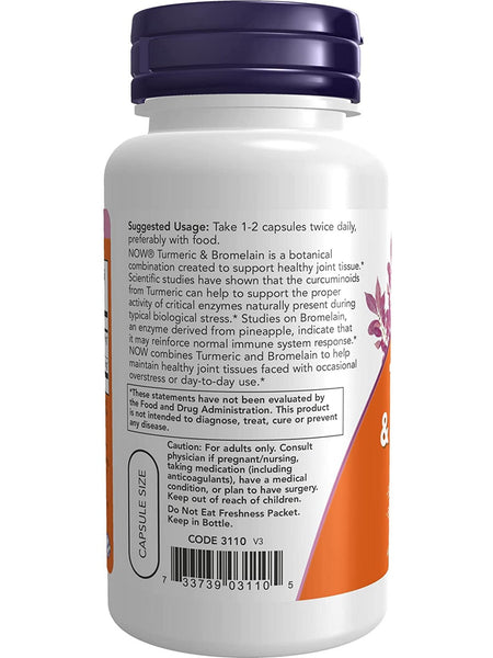 NOW Foods, Turmeric & Bromelain, 90 veg capsules