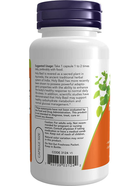 NOW Foods, Holy Basil Extract 500 mg, 90 veg capsules