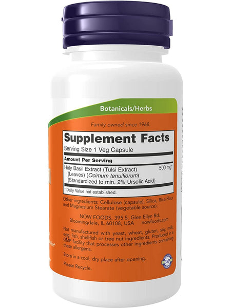 NOW Foods, Holy Basil Extract 500 mg, 90 veg capsules