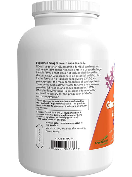 NOW Foods, Glucosamine & MSM (Vegetarian), 240 veg capsules