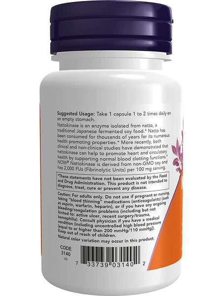 NOW Foods, Nattokinase 100 mg, 60 veg capsules