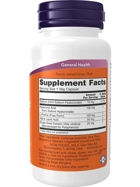 NOW Foods, Hyaluronic Acid 100 mg, Double Strength, 60 veg capsules