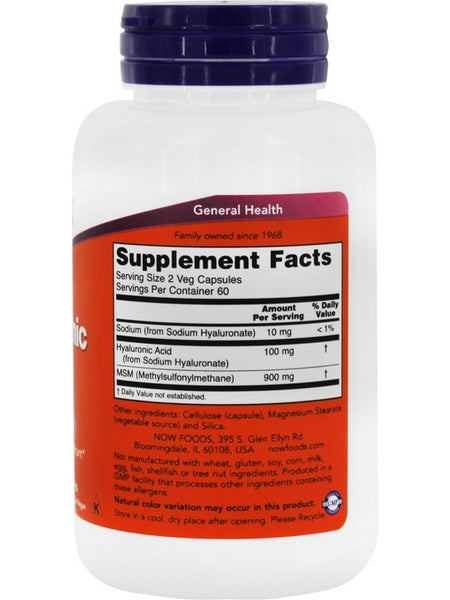 NOW Foods, Hyaluronic Acid 50 mg with MSM, 120 veg capsules