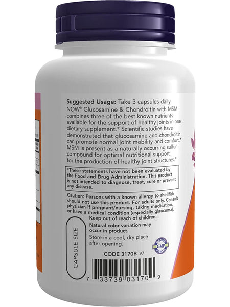 NOW Foods, Glucosamine & Chondroitin with MSM, 90 veg capsules