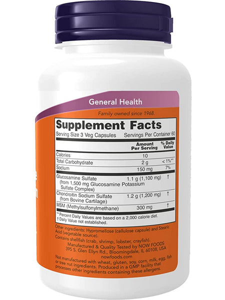 NOW Foods, Glucosamine & Chondroitin with MSM, 180 veg capsules