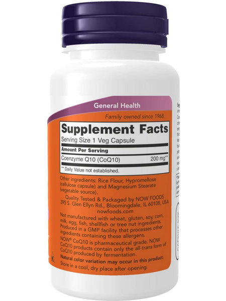 NOW Foods, CoQ10 200 mg, 60 veg capsules