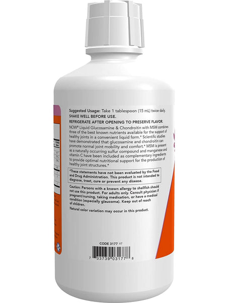 NOW Foods, Liquid Glucosamine & Chondroitin with MSM, 32 fl oz