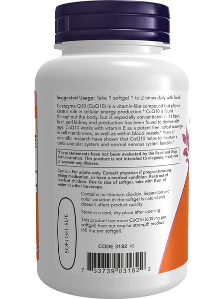 NOW Foods, CoQ10 600 mg, 60 softgels