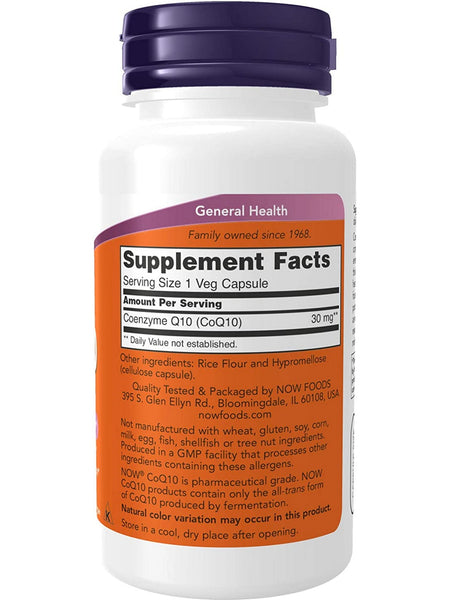 NOW Foods, CoQ10 30 mg, 60 veg capsules