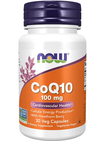 NOW Foods, CoQ10 100 mg with Hawthorn Berry, 30 veg capsules