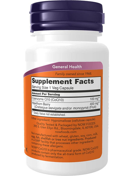 NOW Foods, CoQ10 100 mg with Hawthorn Berry, 30 veg capsules