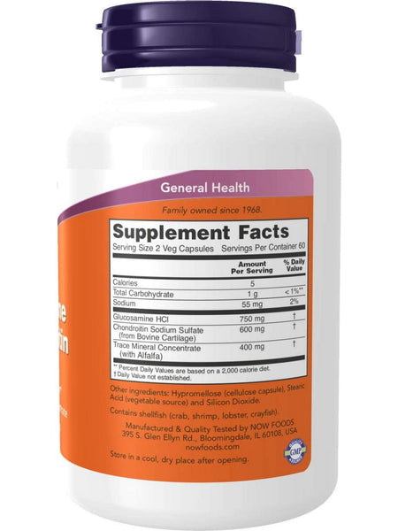 NOW Foods, Glucosamine & Chondroitin with Trace Minerals, 120 veg capsules