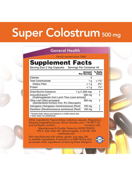 NOW Foods, Super Colostrum 500 mg, 90 veg capsules