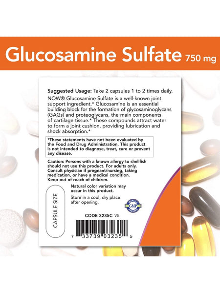 NOW Foods, Glucosamine Sulfate 750 mg, 120 veg capsules