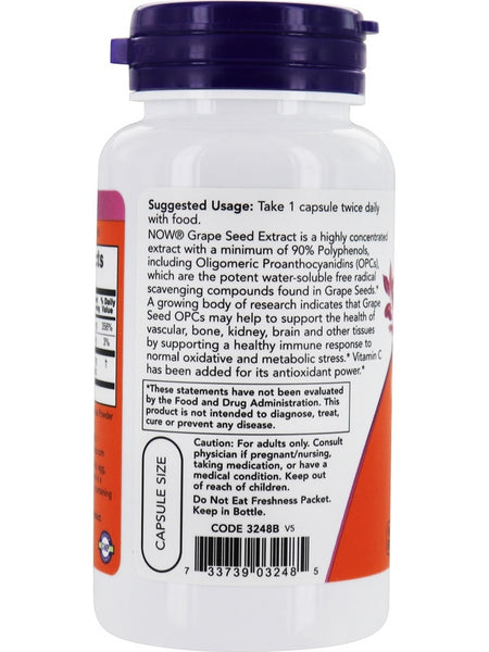NOW Foods, Grape Seed 100 mg, Standardized Extract, 100 veg capsules